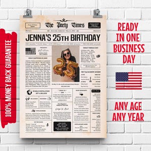Manifesto del giornale per il 25° compleanno, 2000 USA / Regalo per il 25° compleanno per uomini o donne / Nati nel 2000 / 25 anni fa nel 2000