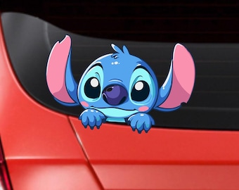 Peeping Stitch Funny Car or Van Window / Bumper Sticker Decal