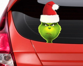 Christmas Grinch Funny Car or Van Window / Bumper Sticker Decal