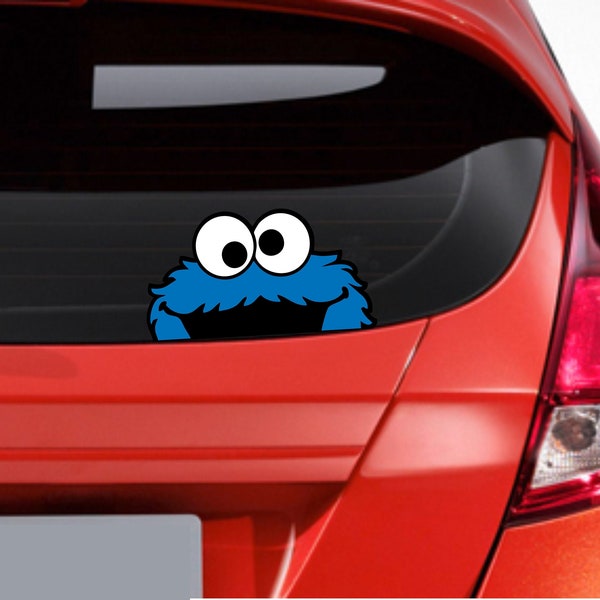 Peeping Cookie Monster - Funny sticker Car or Van Window / Bumper