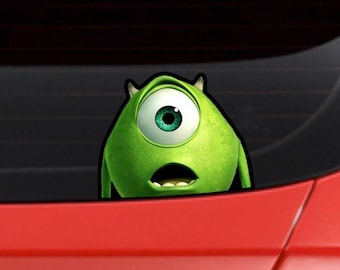 Mike Wazowski Funny Peeping Car or Van Window Sticker - Monsters Inc