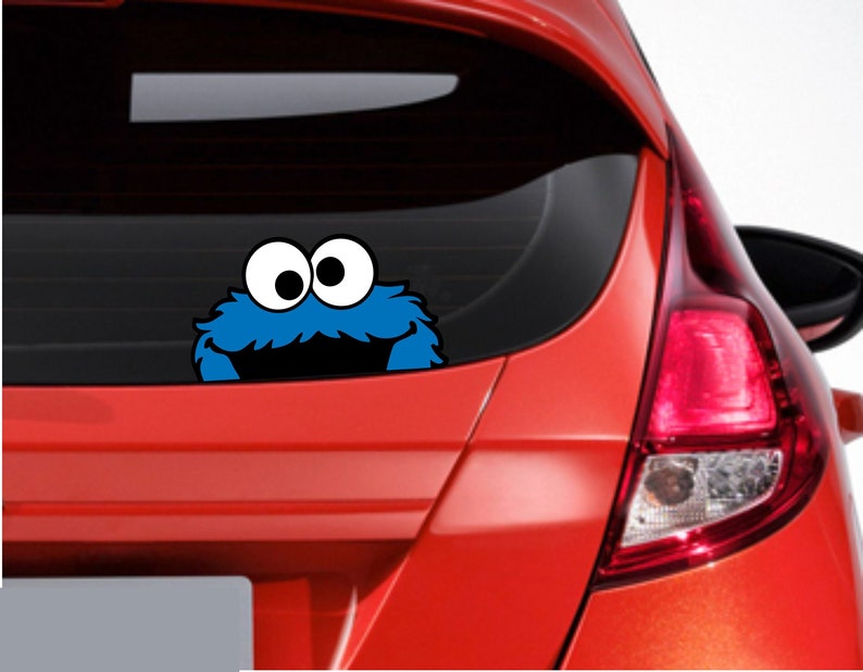 Peeping Cookie Monster Funny sticker Car or Van Window / Bumper image 1