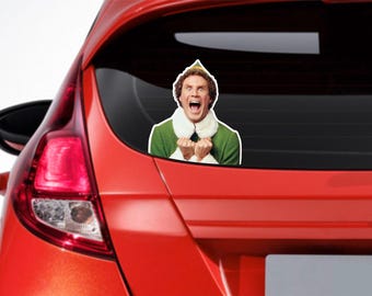 Buddy Christmas Elf Funny Car or Van Window / Bumper Sticker Decal