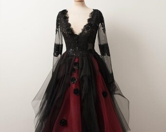black and red wedding gown