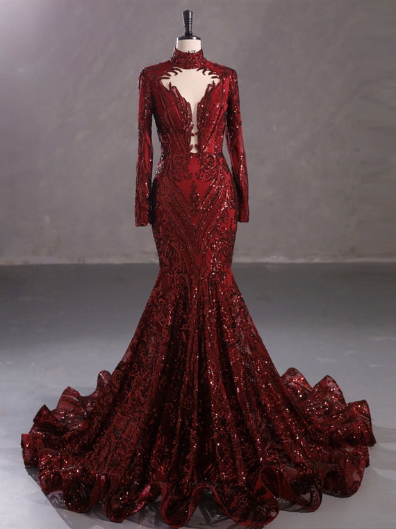 Dark red and gold dress cheap