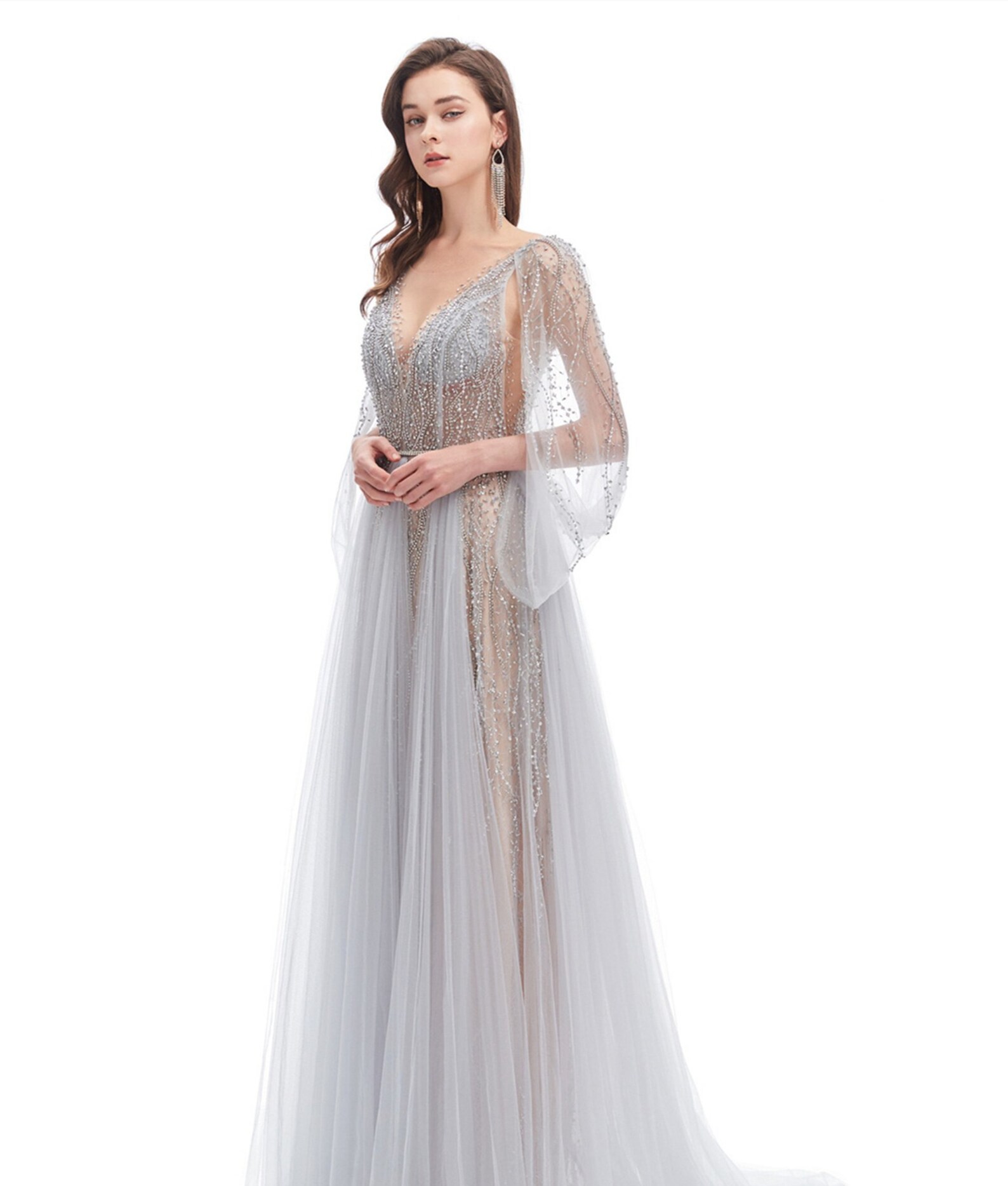 Stunning Silver Grey Wedding Dress or Luxury Evening Gown With Etsy