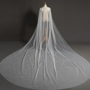 Unusual Swiss Tulle Illusion White Wedding Cape With High Neck - Etsy