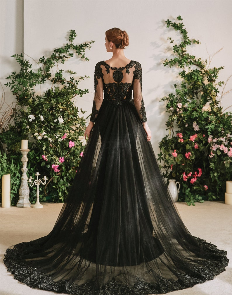 Luxury Black Gothic Alternative Wedding Dress or Evening Gown image 1