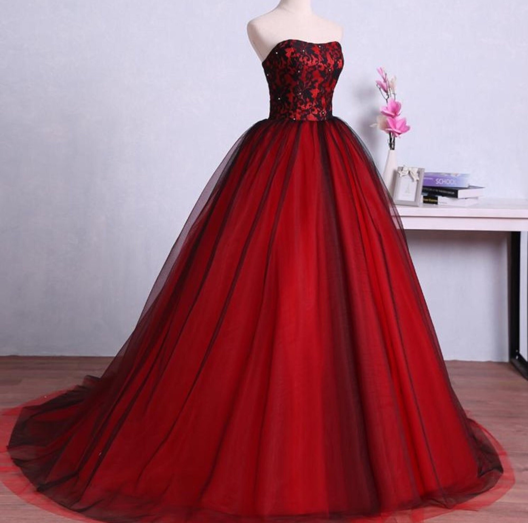 Black and Red Prom Dress Etsy Singapore