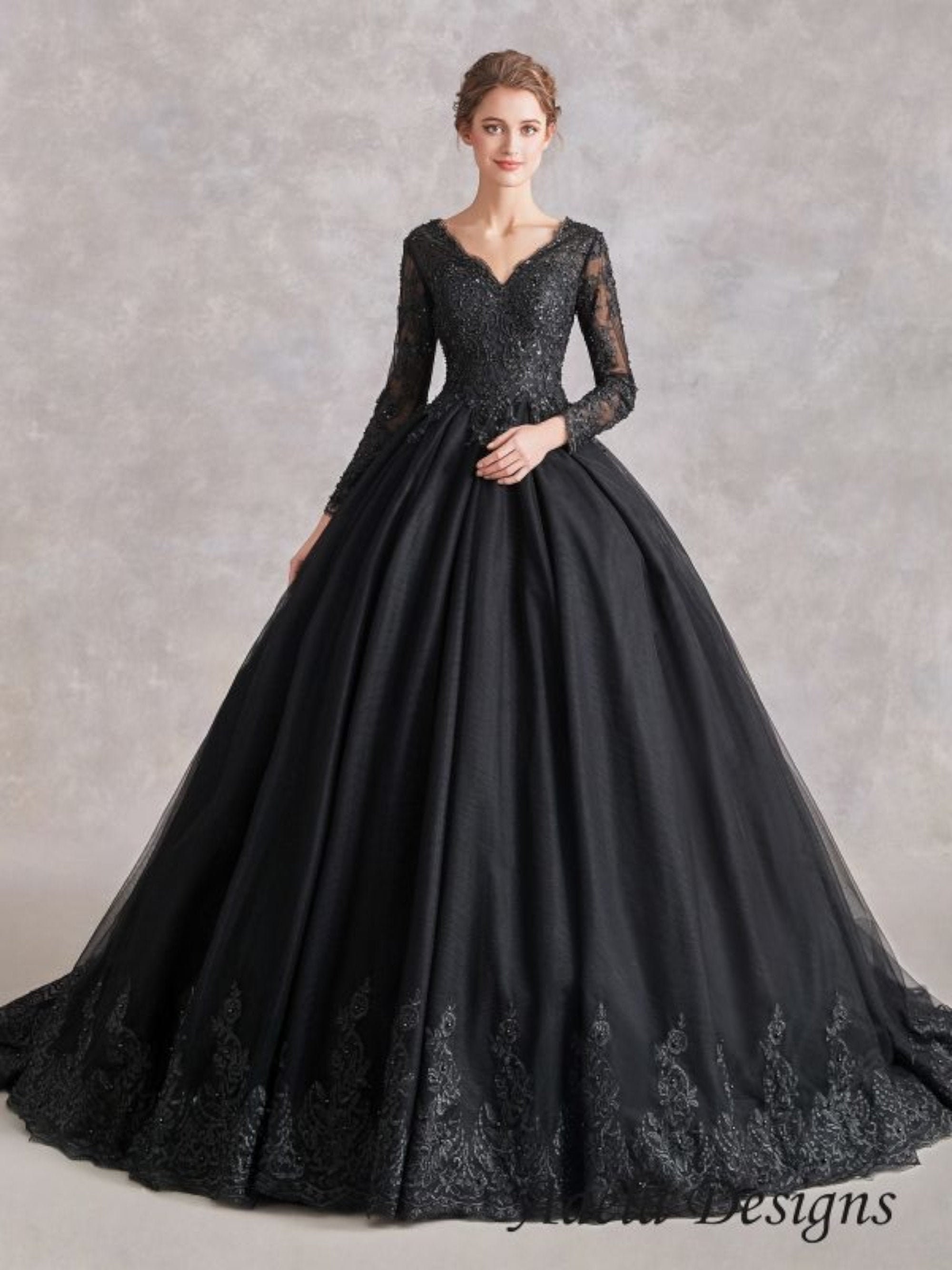 Black Victorian Gothic Wedding Dress or Alternative Gown with Etsy