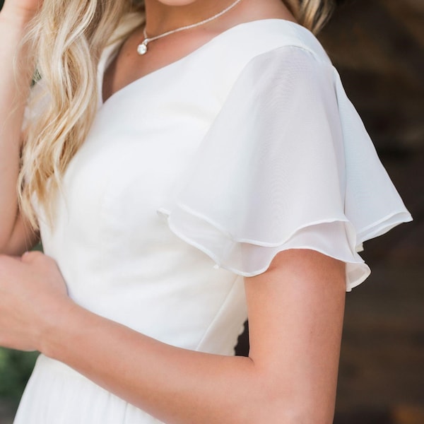 Long Flowy Wedding Dress Chiffon Fabric Light Weight Destination