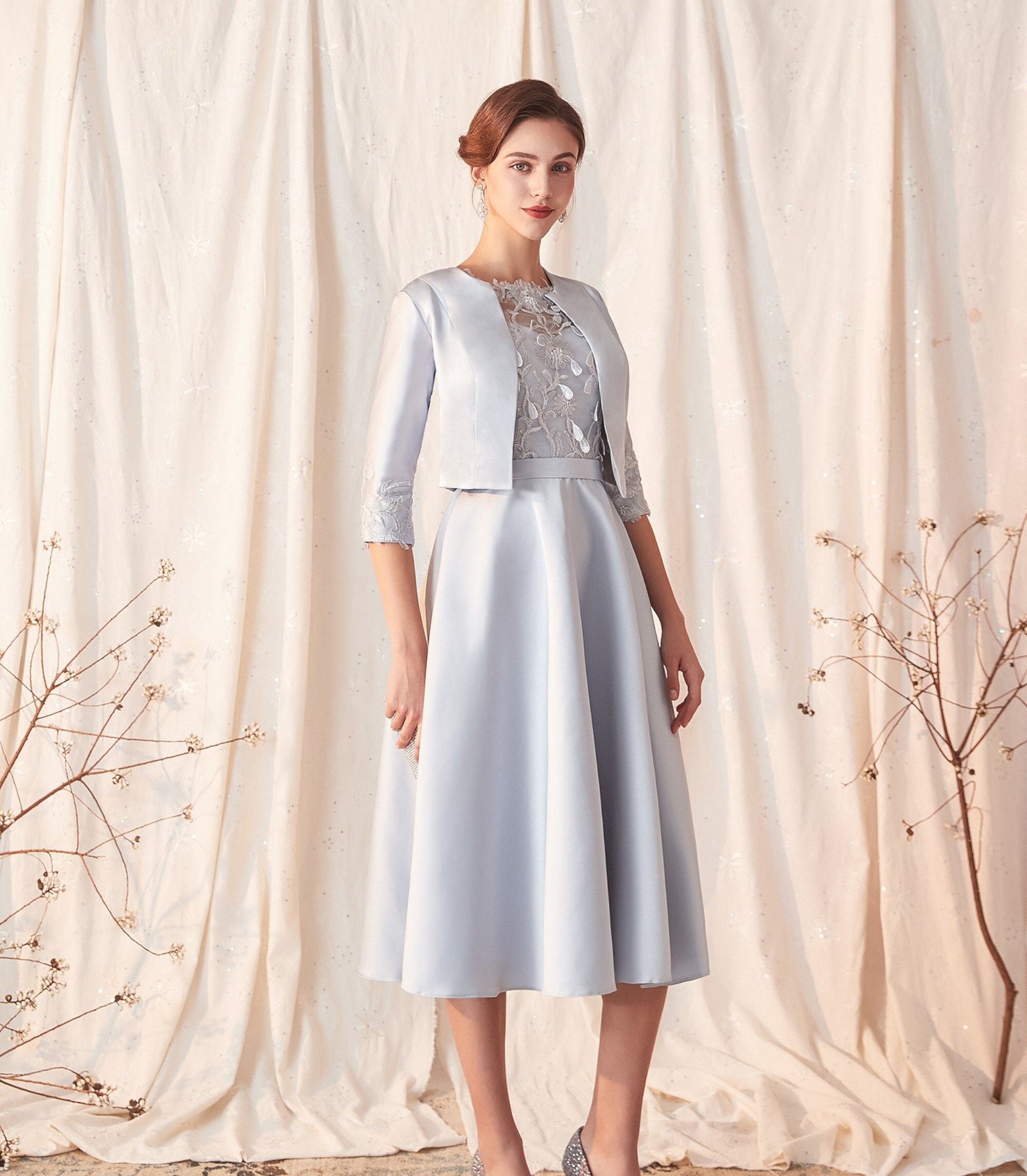 Silver grey dress and best sale jacket