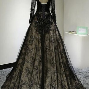 Lovely Black Alternative Wedding Dress With Ivory Satin & Deluxe Black ...