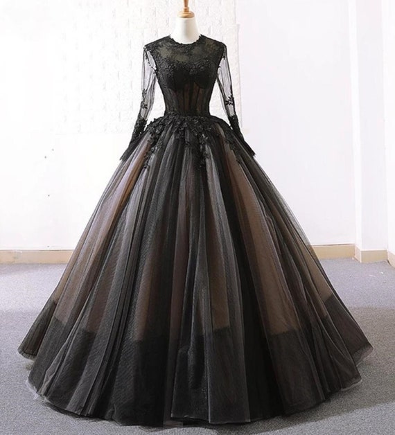 Black Victorian Gothic Modest Wedding Dress or Alternative | Etsy