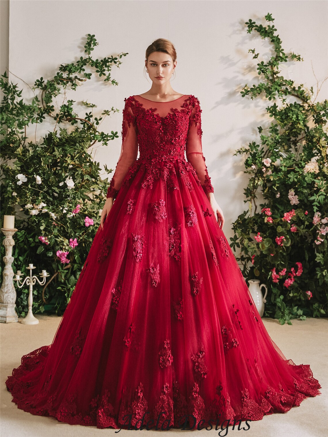 blood red evening gowns