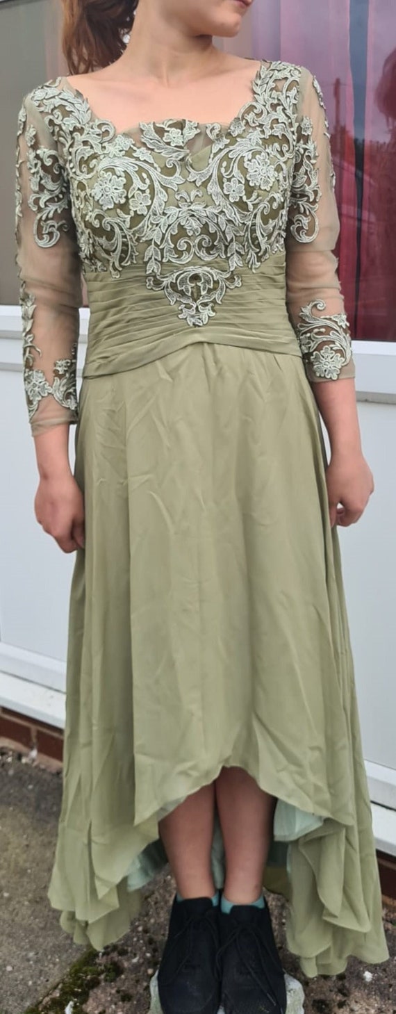Olive Green Mother of the Bride Dress With Hi Low Hem Size Etsy