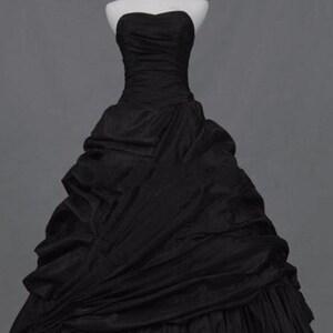 Gorgeous Ruched Black Duchess Satin Ballgown with Sweetheart Corset Bodice.