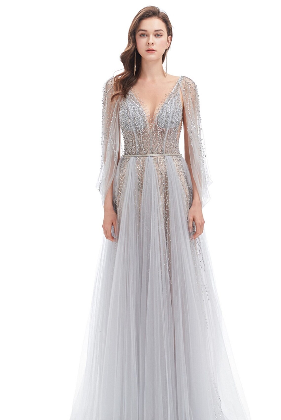 Stunning Silver Grey Wedding Dress or Luxury Evening Gown With Etsy