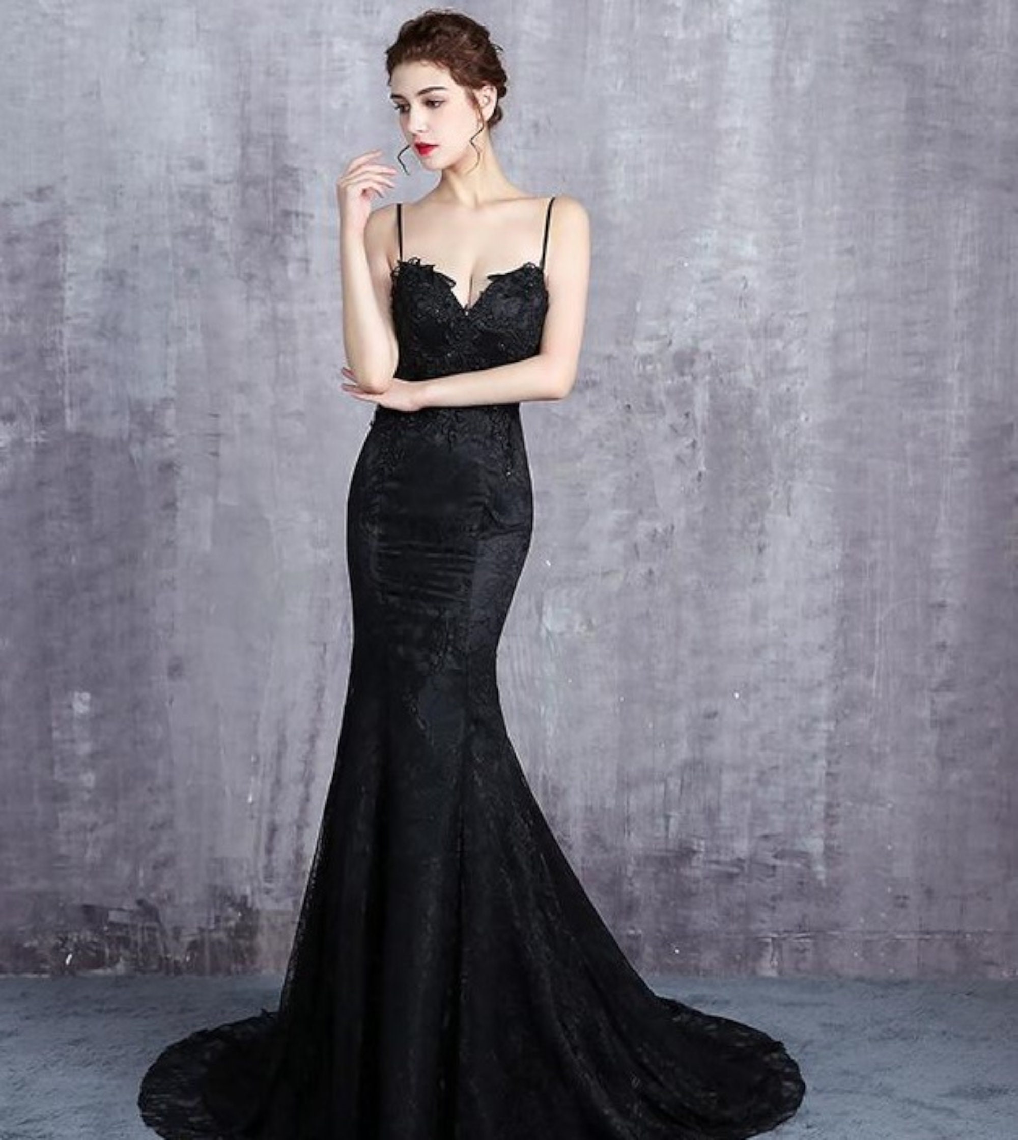 Black mermaid style dress cheap