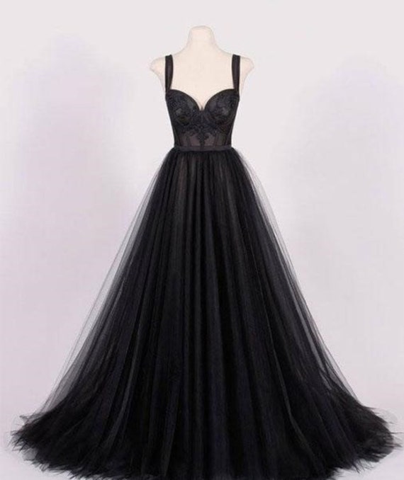 garra fractura Comercialización Sencillo y elegante vestido de noche negro o vestido de novia - Etsy España