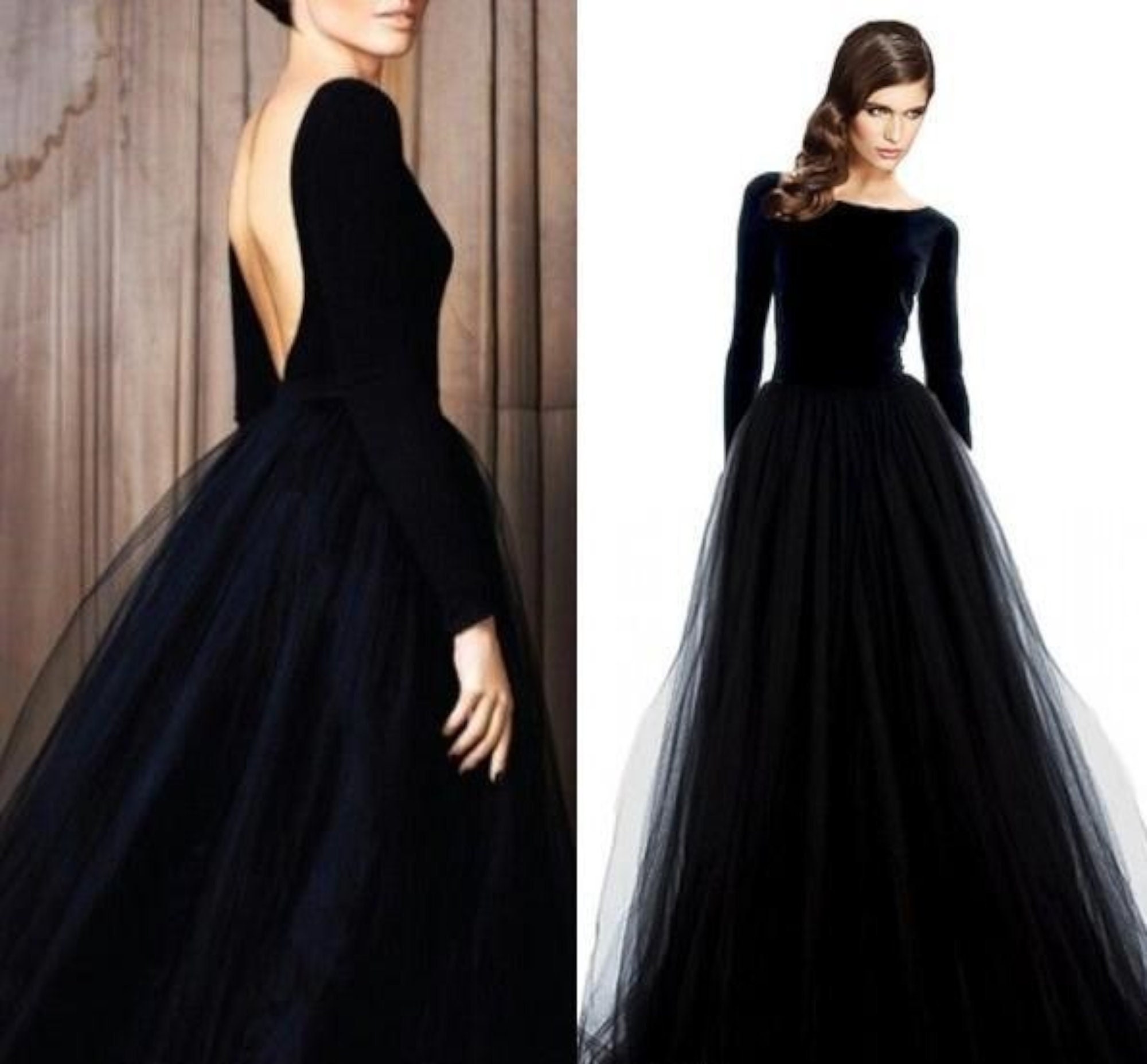 Black Velvet Gown - Etsy UK