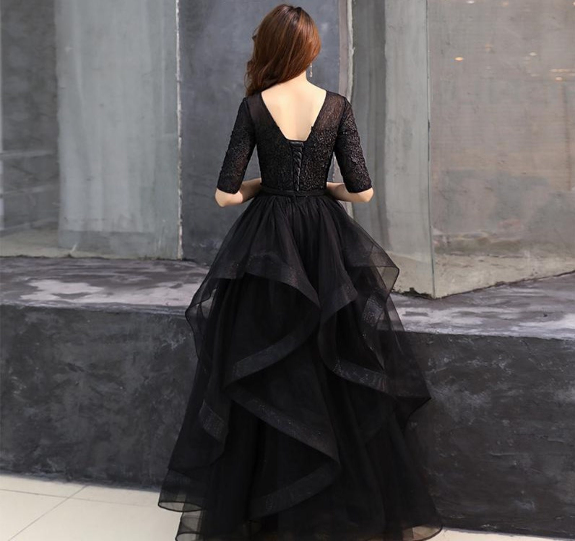 Unusual Black Satin Gothic Long Prom Dress or Evening Gown - Etsy