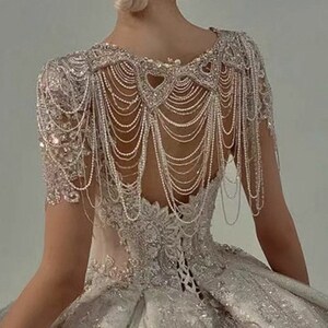 Unusual Jewelled Shoulder Cape Bolero Wedding Dress Topper - Hand Made