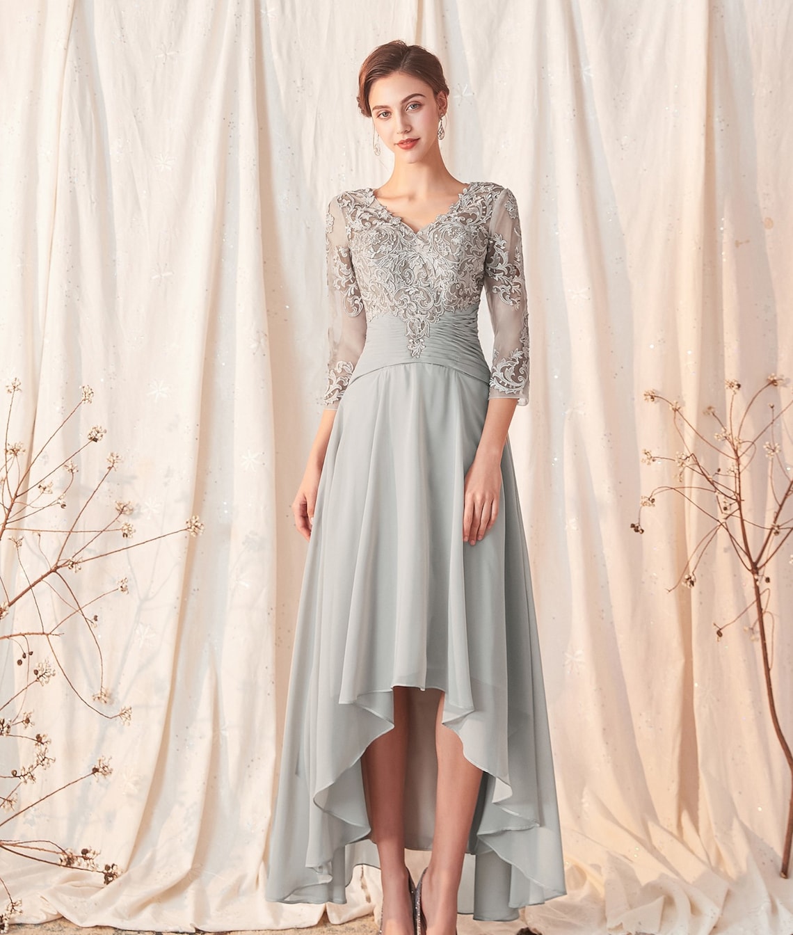 Olive Green Mother of the Bride Dress With Hi Low Hem Size Etsy