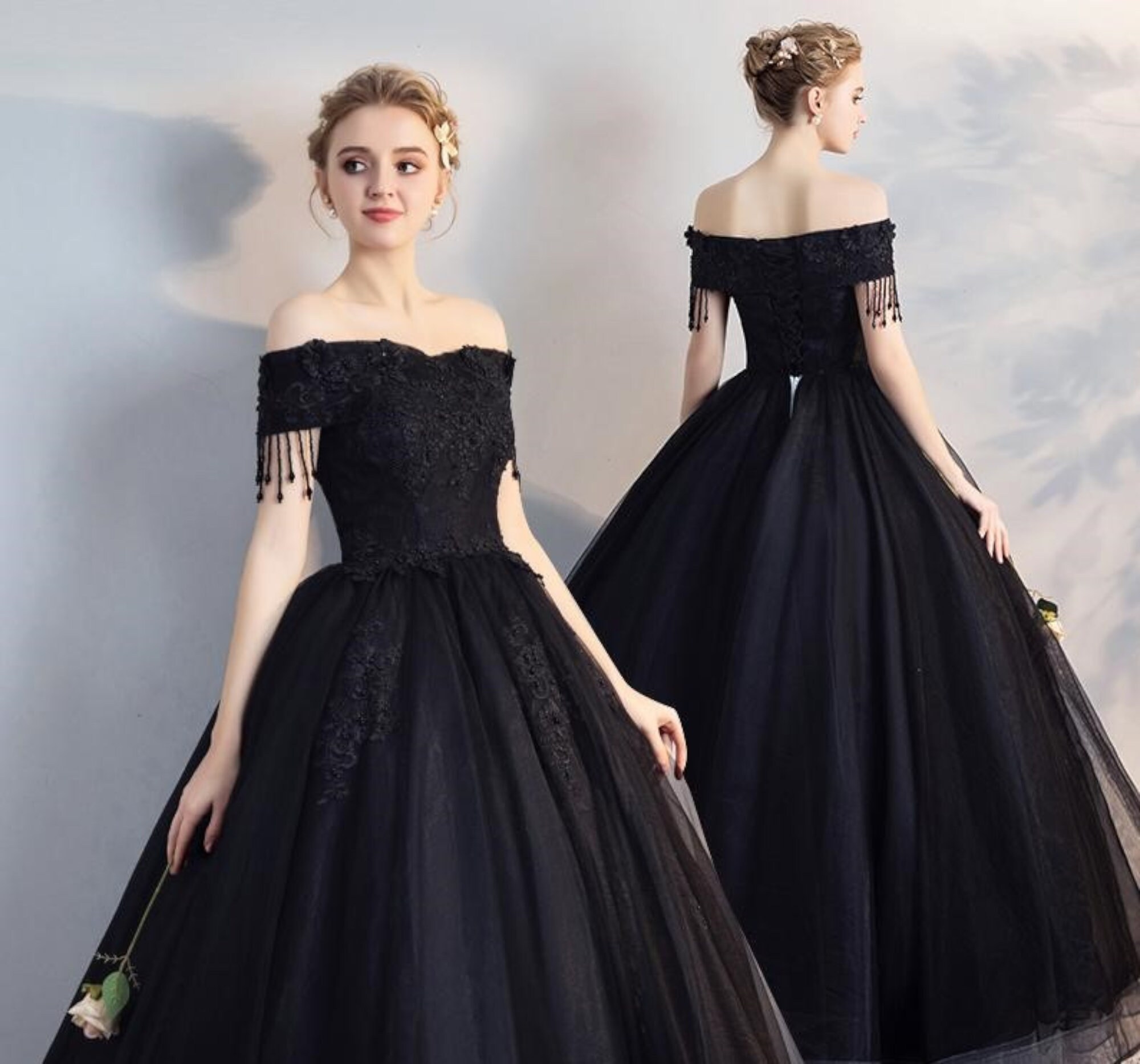 Black Ball Gown Etsy UK