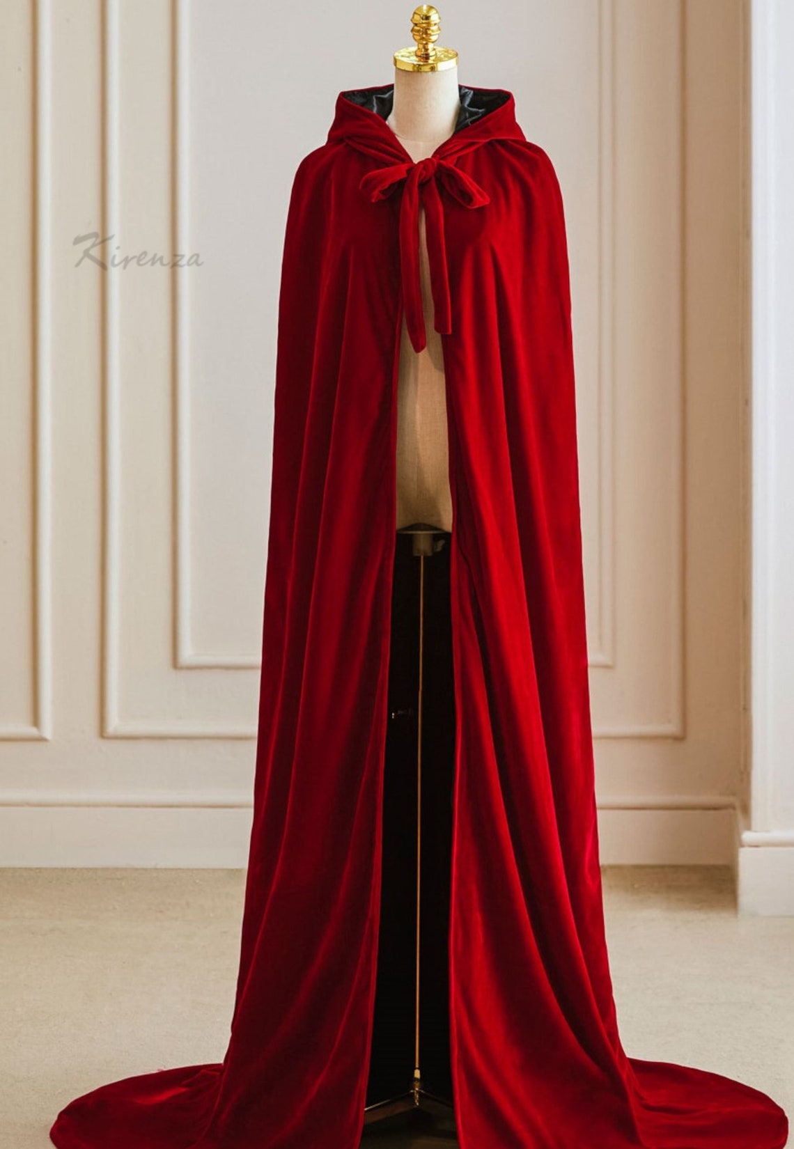Beautiful Deluxe Velvet Long Red Cloak Cape With Hood Black Etsy