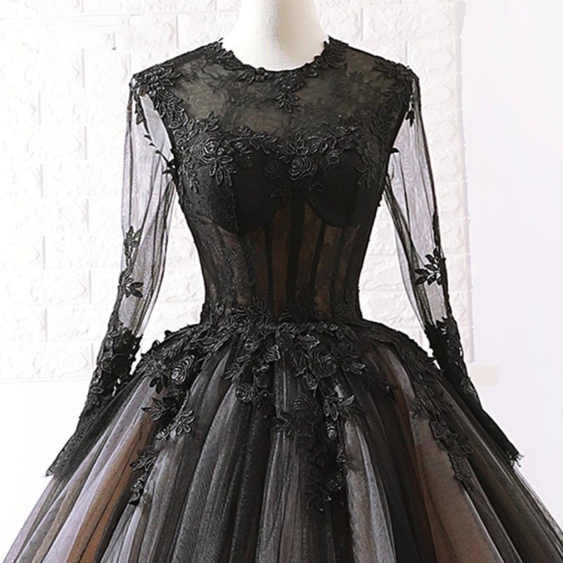 Black Victorian Gothic Modest Wedding Dress or Alternative - Etsy