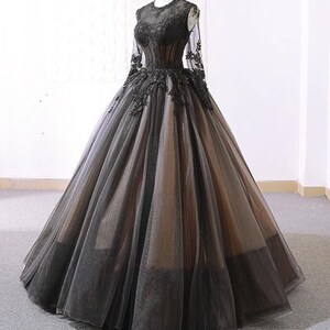 Black Victorian Gothic Modest Wedding Dress or Alternative Event Bride ...