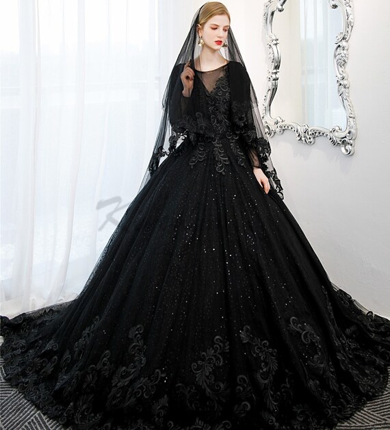 Goth Long Sleeve Wedding Bridal - Etsy 
