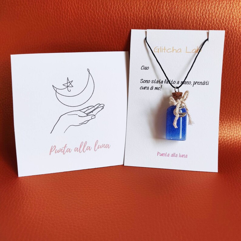 Bottle pendant necklace Point to the moon