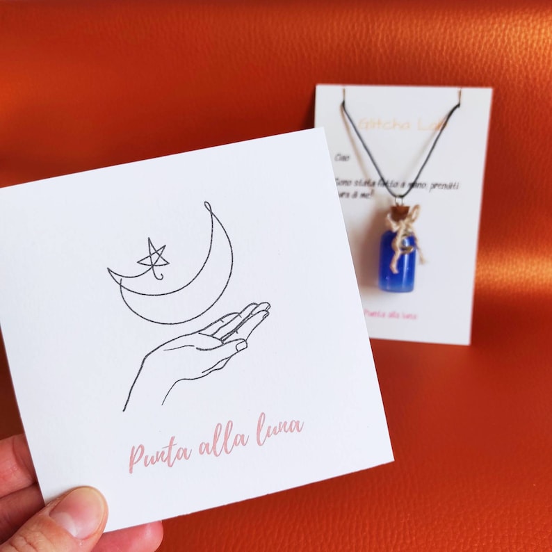 Bottle pendant necklace Point to the moon