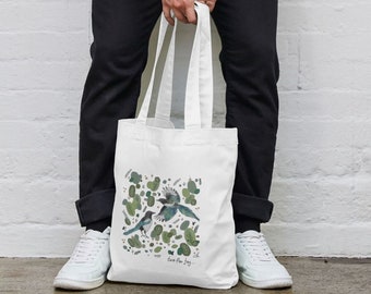 Two For Joy... Magpie Tote Bag | Shoulder Bag | Reusable Eco Friendly Shopping Bag | Organic Cotton | Bird Watcher Lover Addict Accessory