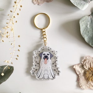 Labrador Keyring Ghost Keychain Dog Charm Labrador Halloween Decal Autumn Accessories Dog Lover Gift Cute Dog Ghoul image 1