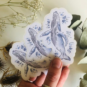 Blue Whale 20 Sticker Pack Nautical Stationery Adult Crafting Eco Friendly Easy Peel Stickers Sea Themed Journaling Scrapbooking image 1