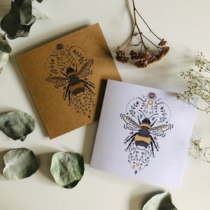 Bumblebee Mandala Card | Bee Greeting Card | Botanical Card Packs | Nature Card | Handmade Cards