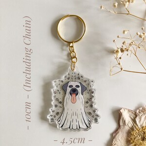 Labrador Keyring Ghost Keychain Dog Charm Labrador Halloween Decal Autumn Accessories Dog Lover Gift Cute Dog Ghoul image 4