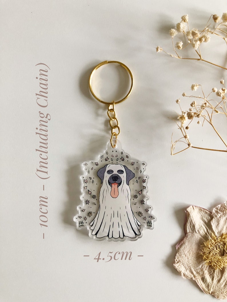 Labrador Keyring Ghost Keychain Dog Charm Labrador Halloween Decal Autumn Accessories Dog Lover Gift Cute Dog Ghoul image 4