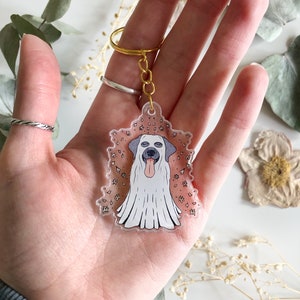 Labrador Keyring Ghost Keychain Dog Charm Labrador Halloween Decal Autumn Accessories Dog Lover Gift Cute Dog Ghoul image 3