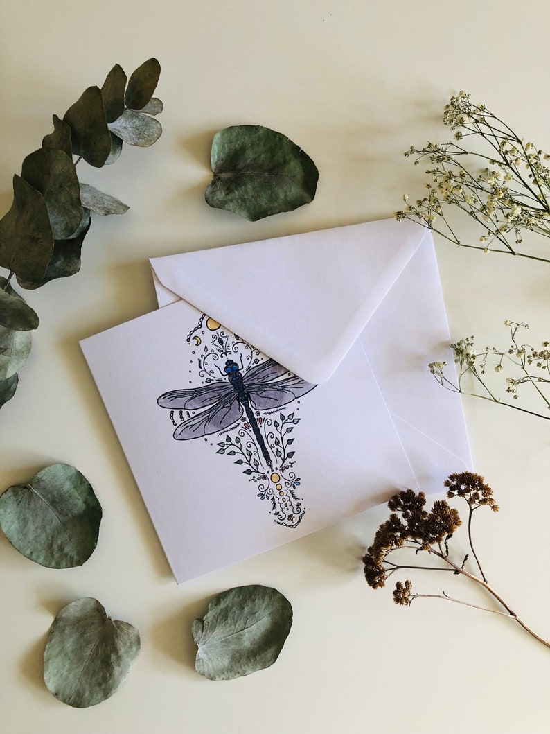 Blue Damselfly Mandala Card Nature Greetings Card Botanical Dragonfly Card Pack Handmade Eco Friendly Cards image 7