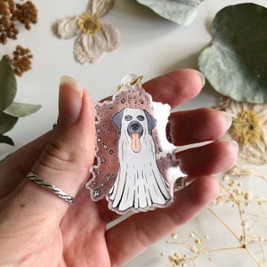 Labrador Keyring Ghost Keychain Dog Charm Labrador Halloween Decal Autumn Accessories Dog Lover Gift Cute Dog Ghoul image 5