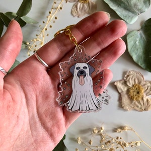 Labrador Keyring Ghost Keychain Dog Charm Labrador Halloween Decal Autumn Accessories Dog Lover Gift Cute Dog Ghoul image 6