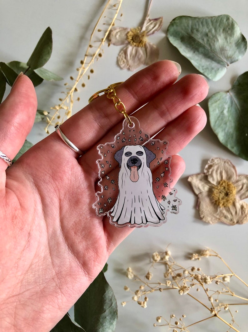 Labrador Keyring Ghost Keychain Dog Charm Labrador Halloween Decal Autumn Accessories Dog Lover Gift Cute Dog Ghoul image 6