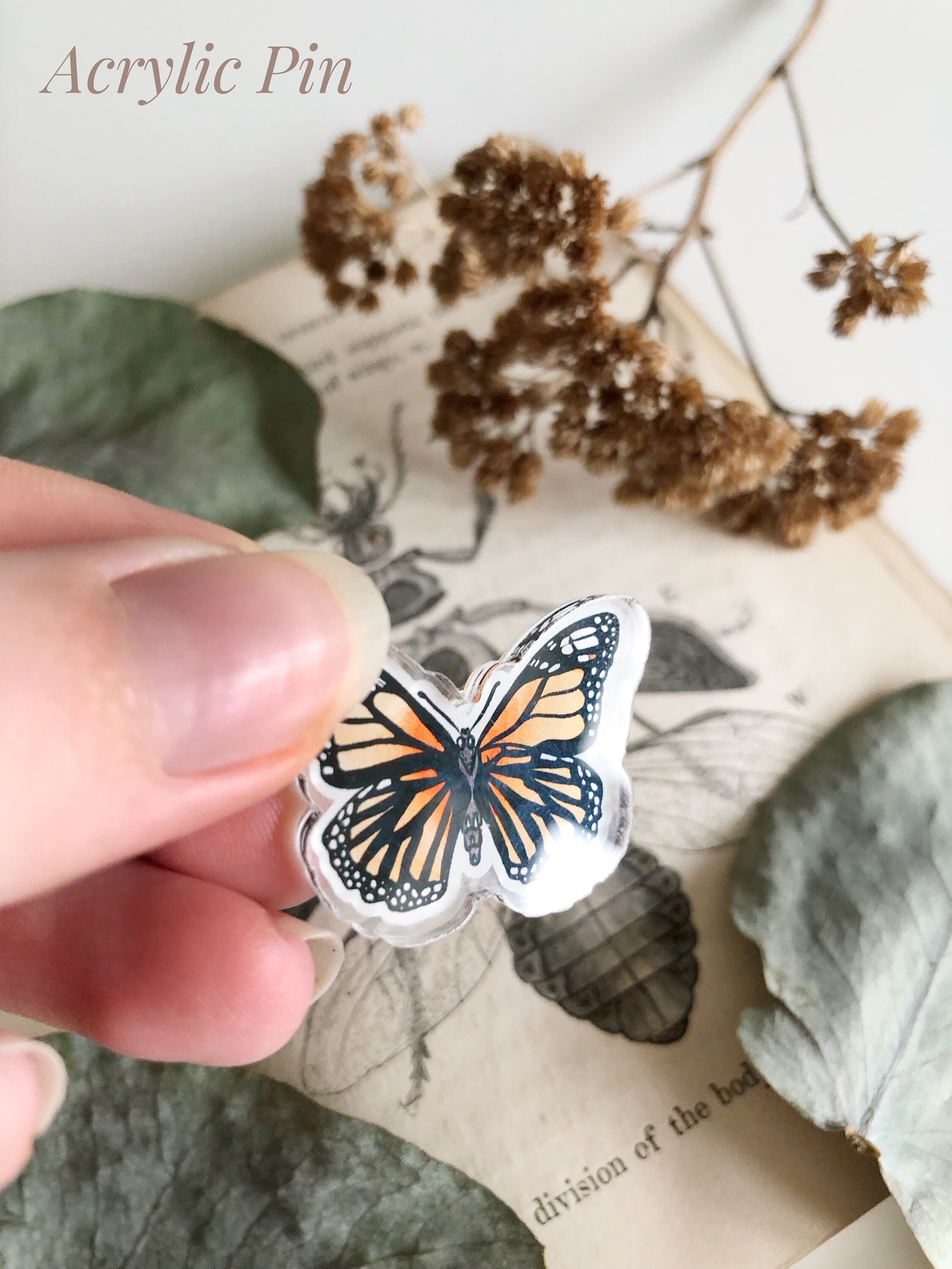 Butterfly Pin | Monarch Butterfly Badge | Push Pins | Cottagecore ...