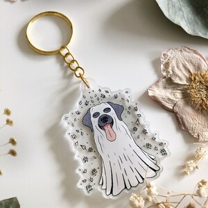 Labrador Keyring Ghost Keychain Dog Charm Labrador Halloween Decal Autumn Accessories Dog Lover Gift Cute Dog Ghoul image 2