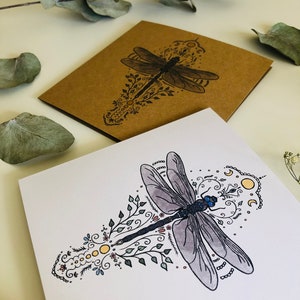 Blue Damselfly Mandala Card Nature Greetings Card Botanical Dragonfly Card Pack Handmade Eco Friendly Cards image 2