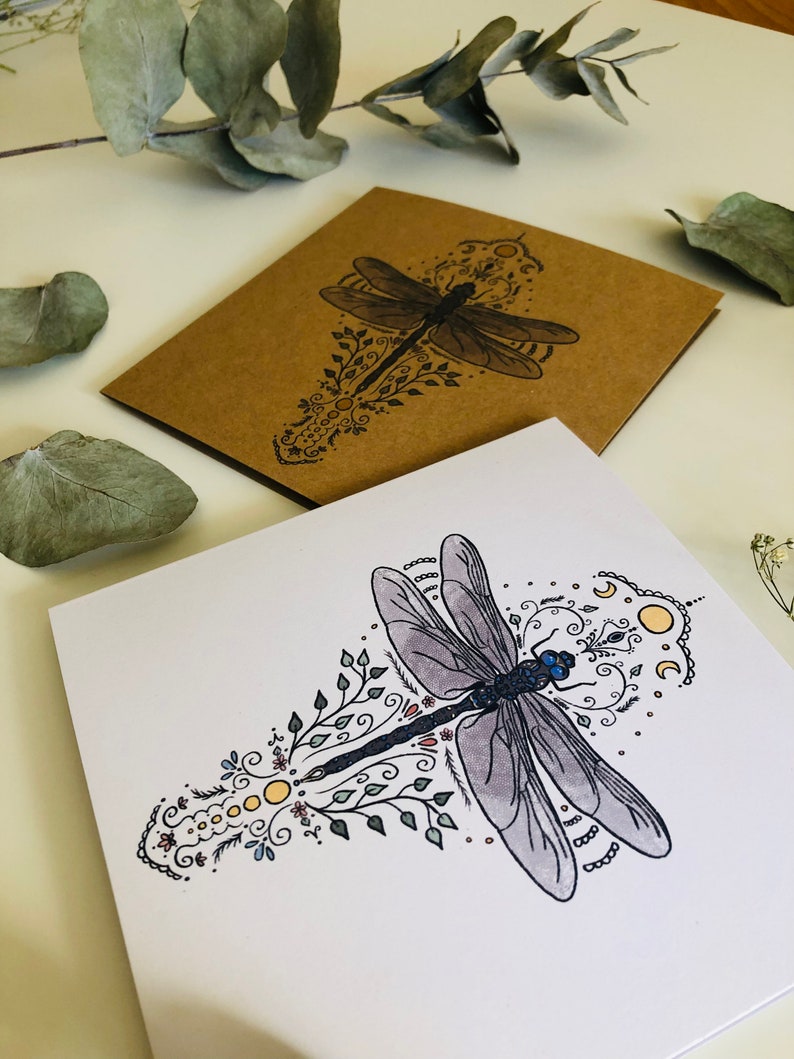 Blue Damselfly Mandala Card Nature Greetings Card Botanical Dragonfly Card Pack Handmade Eco Friendly Cards image 2